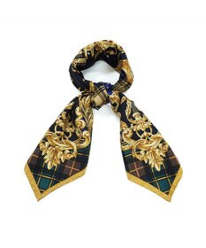 Marca 【Marcaオリジナル】オーナメントチェック 大判 シルクツイル スカーフ