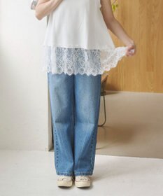 WEGO 【ANGIE VINTAGE/SMLサイズ展開】ワイドストレートデニムパンツ
