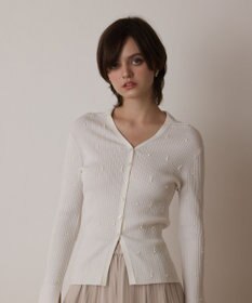 GRACE CONTINENTAL ビジューリブニットトップ