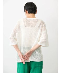AMERICAN HOLIC 透かし編み半袖ニットプルオーバー