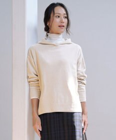 J.PRESS LADIES CHENILLE フーデッド ニット ベージュ系