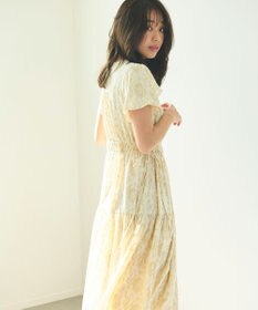 Feroux 【洗える】フラワープリントドロスト ワンピース