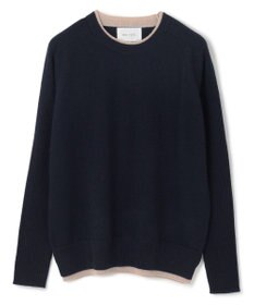 BEIGE， 【洗える】POMPE / ウールカシミヤ配色リブクルーネック