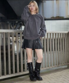 WEGO 【ユニセックス着用ITEM】ダメージアップリケレイヤードZIPパーカー