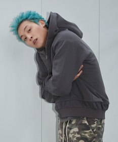 WEGO 【ユニセックス着用ITEM】ダメージアップリケレイヤードZIPパーカー