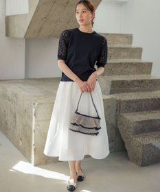 組曲 【先行予約】コットンフラワーレーシープルオーバー ニット