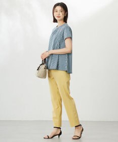 J.PRESS LADIES 【洗える】セルロースリネンストレッチ テーパード パンツ