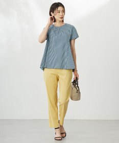 J.PRESS LADIES 【洗える】セルロースリネンストレッチ テーパード パンツ