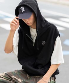 WEGO 【ユニセックス着用ITEM/MLサイズ展開】ワンポイントノースリジップパーカー