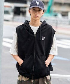 WEGO 【ユニセックス着用ITEM/MLサイズ展開】ワンポイントノースリジップパーカー