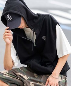 WEGO 【ユニセックス着用ITEM/MLサイズ展開】ワンポイントノースリジップパーカー