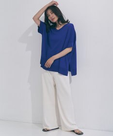 UNFILO L スゴ機能美ニット Vネック ワイドプルオーバー