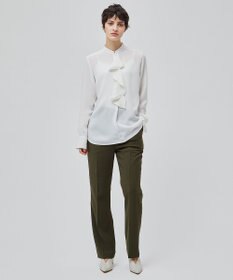 BEIGE， 【洗える】STOW / バンドカラーフリルブラウス