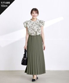 Tiaclasse 【ウエストゴム・洗える】カットソーアコーディオンプリーツスカート