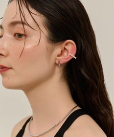 Phoebe 〈金属アレルギー対応〉デュオバービジューイヤーカフ（片耳）　シルバー/ニッケルフリー