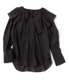 UNFILO イージーケア ラッフルカラー ブラウス