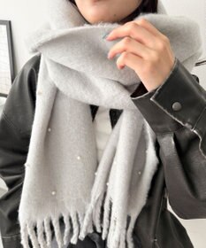 WEGO パール付きワイドフリンジストール