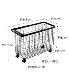 tower ランドリーバスケット タワー キャスター付き ワイド&ロー ブラック