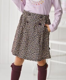 組曲 KIDS 【150-160㎝】モノトーンフラワーコーデュロイ キュロット