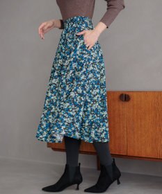 組曲 ニュアージュフラワープリント スカート