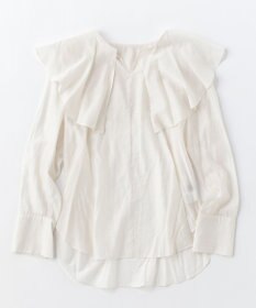 UNFILO イージーケア ラッフルカラー ブラウス