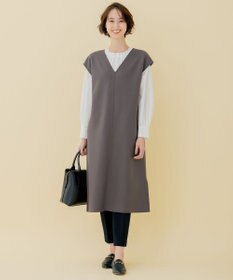 自由区 【WEB限定】ウールミルドジャージー Vネックジャンパースカート