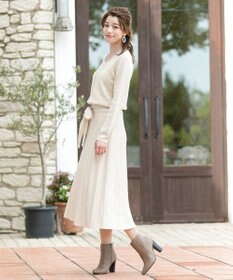 Tiaclasse L 【洗える】1枚で着映えするチェック柄編みニットワンピース