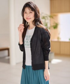 ANY L 【洗濯機可/接触冷感/アンチピリング】シアーニットVネックカーディガン