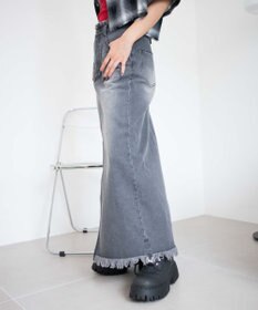 WEGO フリンジロングスリットデニムスカート
