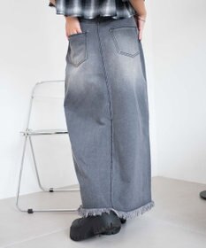 WEGO フリンジロングスリットデニムスカート