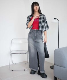 WEGO フリンジロングスリットデニムスカート