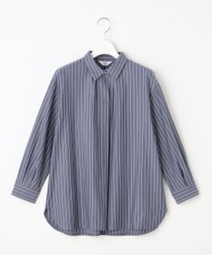 J.PRESS LADIES L ストライプジャージー シャツカラー カットソー