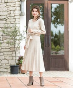 Tiaclasse L 【洗える】1枚で着映えするチェック柄編みニットワンピース