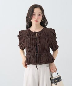 earth music&ecology レースティアードシャーリングブラウス