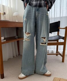 WEGO ダメージワイドデニムパンツ