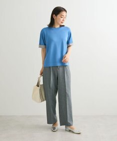 Green Parks 袖裏配色５分袖ニットプルオーバー