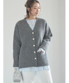 Te chichi 起毛ミドルVネックカーディガン