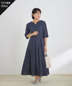 Tiaclasse L 【洗える】変形ドット柄ワンピース