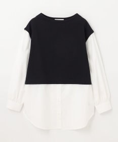 ANY 【洗える】異素材コンビ レイヤードトップス