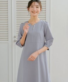 Tiaclasse 【洗える】パール付きタックスリーブワンピース