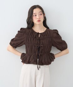 earth music&ecology レースティアードシャーリングブラウス