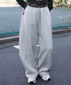 WEGO 【ウエストゴム/SMサイズ展開】裏起毛カーブデザインスウェットパンツ