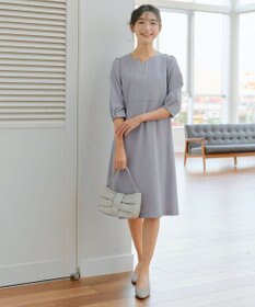 Tiaclasse 【洗える】パール付きタックスリーブワンピース