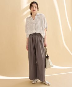 ANY L 【新色追加】スキッパーネック袖タックブラウス