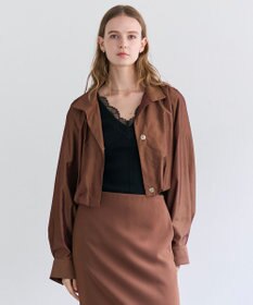 BEIGE， SULFUR / シルク混ショート丈バルーンブルゾン