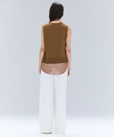 BEIGE， 【洗える】VALOIS / バックシフォンレーヤードニット