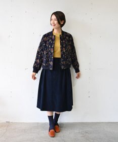 muuc 〈遠州織物の工場で織られた上質なコットンコーデュロイ生地〉花刺繍スカート（セットアップ可能）