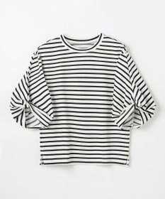 ANY L ツイストスリーブボーダートップス