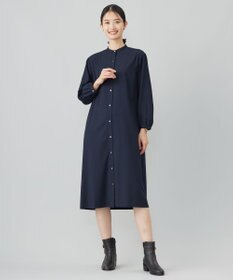 J.PRESS LADIES L 【洗える】T/Rウォッシャブルギャバ バンドカラー ワンピース