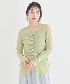 earth music&ecology 【予約】シアーワッフルタックボタントップス